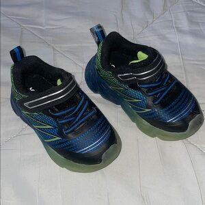 Athletic Works Light up Blue and Black Sneakers with Breathable Mesh